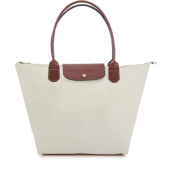 Women's Paper White Tote Bag Fold able Shoulder Bag Nylon Weekend Hobo Handbag